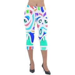 Crazy Pop Art - Doodle Animals   Lightweight Velour Capri Leggings  by ConteMonfrey