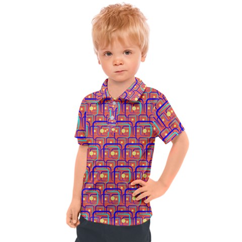 Pink Yellow Neon Squares - Modern Abstract Kids  Polo Tee by ConteMonfrey