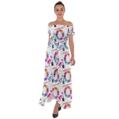 Manicure Off Shoulder Open Front Chiffon Dress by SychEva