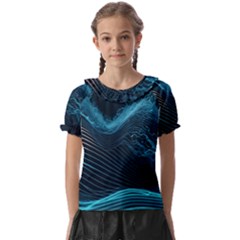 Technology Computer Background Kids  Frill Chiffon Blouse by Simbadda