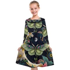 Flower Mot Moon Star Planet Kids  Midi Sailor Dress by Simbadda