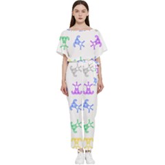 Rainbow Clown Pattern Batwing Lightweight Chiffon Jumpsuit by Amaryn4rt