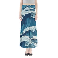 Waves Ocean Sea Pattern Water Tsunami Rough Seas Full Length Maxi Skirt by Wegoenart