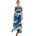 Waves Ocean Sea Pattern Water Tsunami Rough Seas Off Shoulder Open Front Chiffon Dress View1