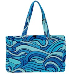 Pattern Ocean Waves Blue Nature Sea Abstract Canvas Work Bag by Wegoenart
