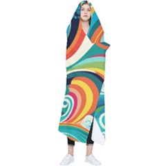Waves Ocean Sea Abstract Whimsical Abstract Art 2 Wearable Blanket by Wegoenart