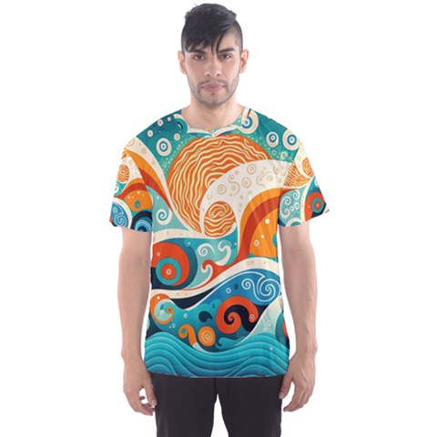Waves Ocean Sea Abstract Whimsical Abstract Art 4 Men s Sport Mesh Tee by Wegoenart