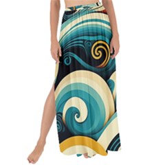 Waves Ocean Sea Abstract Whimsical Abstract Art 6 Maxi Chiffon Tie-up Sarong by Wegoenart