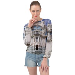Squad Latvia Architecture Banded Bottom Chiffon Top by Celenk