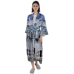 Squad Latvia Architecture Maxi Satin Kimono by Celenk