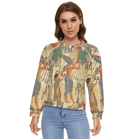 Egyptian Man Sun God Ra Amun Women s Long Sleeve Raglan Tee by Celenk