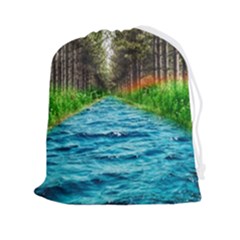 River Forest Landscape Nature Drawstring Pouch (2xl) by Celenk