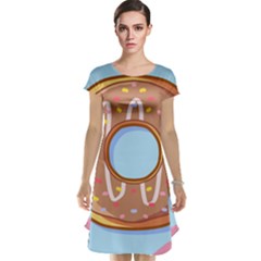 Dessert Food Donut Sweet Decor Chocolate Bread Cap Sleeve Nightdress by Uceng