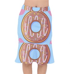 Dessert Food Donut Sweet Decor Chocolate Bread Short Mermaid Skirt by Uceng