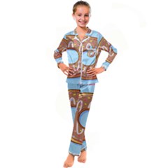 Dessert Food Donut Sweet Decor Chocolate Bread Kid s Satin Long Sleeve Pajamas Set by Uceng