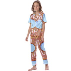 Dessert Food Donut Sweet Decor Chocolate Bread Kids  Satin Short Sleeve Pajamas Set by Uceng
