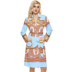 Dessert Food Donut Sweet Decor Chocolate Bread Long Sleeve Velvet Robe by Uceng
