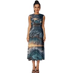 Fantasy People Mysticism Composing Fairytale Art 2 Sleeveless Round Neck Midi Dress by Uceng