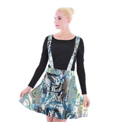 Abstract Acrylic Color Texture Watercolor Creative Suspender Skater Skirt by Uceng