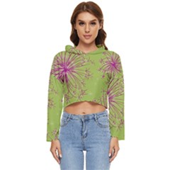 Dandelion Flower Background Nature Flora Drawing Women s Lightweight Cropped Hoodie by Uceng