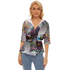 Abstract Art Psychedelic Art Experimental Lightweight Drawstring Hooded Top by Uceng