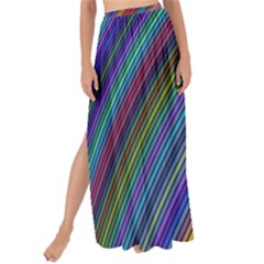 Multicolored Stripe Curve Striped Background Maxi Chiffon Tie-up Sarong by Uceng