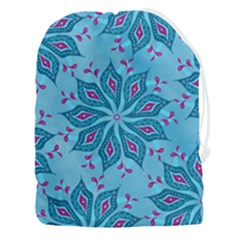 Flower Template Mandala Nature Blue Sketch Drawing Drawstring Pouch (3xl) by Uceng