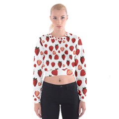 Strawberry Watercolor Cropped Sweatshirt by SychEva