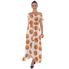 Orange Off Shoulder Open Front Chiffon Dress by SychEva