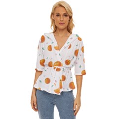 Oranges Lightweight Drawstring Hooded Top by SychEva