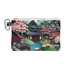 Japanese Garden Flowers Landscape Canvas Cosmetic Bag (medium) by danenraven