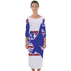 Usa Flag Eagle Symbol American Bald Eagle Country Quarter Sleeve Midi Bodycon Dress by Wegoenart
