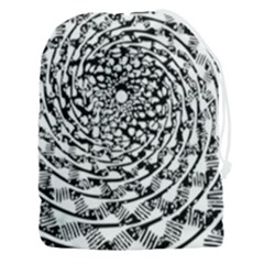 Illusions Abstract Black And White Patterns Swirls Drawstring Pouch (3xl) by Wegoenart