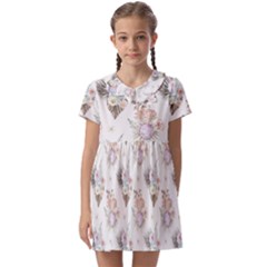 Roses-white Kids  Asymmetric Collar Dress by nateshop