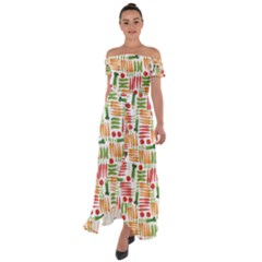 Vegetables Off Shoulder Open Front Chiffon Dress by SychEva