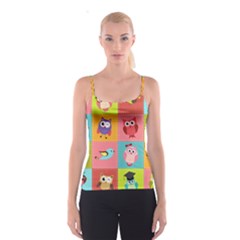 Owls Pattern Abstract Art Vector Cartoon Spaghetti Strap Top by Salman4z