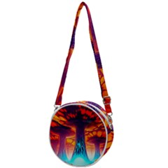 Sci-fi Fantasy Art Painting Colorful Pattern Crossbody Circle Bag by Ravend