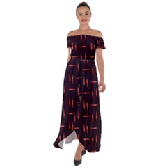 Hot Peppers Off Shoulder Open Front Chiffon Dress by SychEva