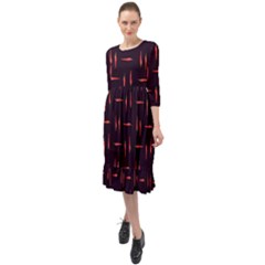 Hot Peppers Ruffle End Midi Chiffon Dress by SychEva