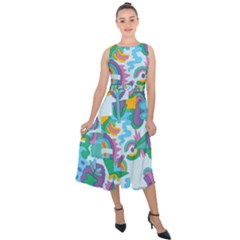 Pattern Hotdogtrap Midi Tie-back Chiffon Dress by Salman4z