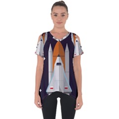 Rocket Space Universe Spaceship Cut Out Side Drop Tee by Salman4z