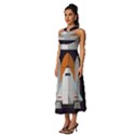 Rocket Space Universe Spaceship Sleeveless Cross Front Cocktail Midi Chiffon Dress View2