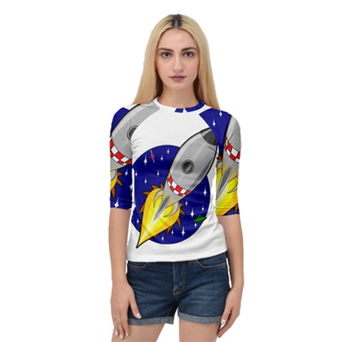 Rocket Ship Launch Vehicle Moon Quarter Sleeve Raglan Tee by Salman4z