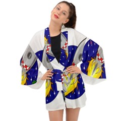 Rocket Ship Launch Vehicle Moon Long Sleeve Kimono by Salman4z
