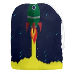 Rocket Halftone Astrology Astronaut Drawstring Pouch (3xl) by Salman4z