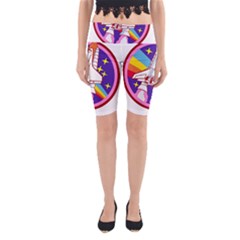 Badge Patch Pink Rainbow Rocket Yoga Cropped Leggings by Salman4z