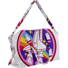 Badge Patch Pink Rainbow Rocket Canvas Crossbody Bag by Salman4z