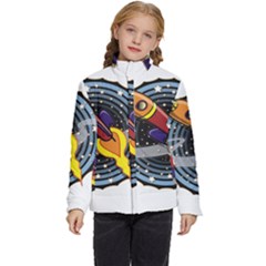 Rocket Space Clipart Illustrator Kids  Puffer Bubble Jacket Coat by Salman4z