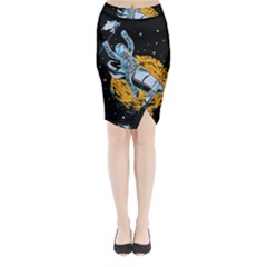 Astronaut Planet Space Science Midi Wrap Pencil Skirt by Salman4z