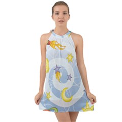 Science Fiction Outer Space Halter Tie Back Chiffon Dress by Salman4z